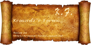 Krasznár Ferenc névjegykártya